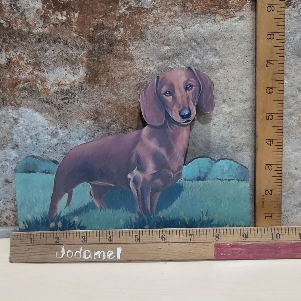 Decorative Brown Dachshund Dog Key Leash Holder Wall Mount